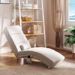 Poltrona Relax Reclinável com 8 Pontos de Massagem, Aquecimento Lombar, 5 Modos, Comando e Bolso Lateral, Branco Creme