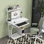 Secretária para Computador com Rodas, Bandeja para Teclado, Suporte para CPU e Prateleiras 80x50x130 cm Branco
