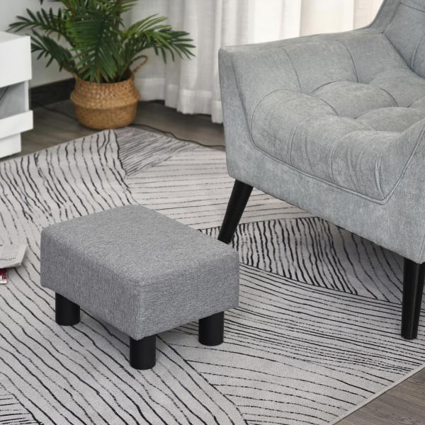 Apoio para os Pés de Sala de Estar Banco Retangular com Estrutura de Madeira para Sala de Estar 40x30x24 cm Cinzento
