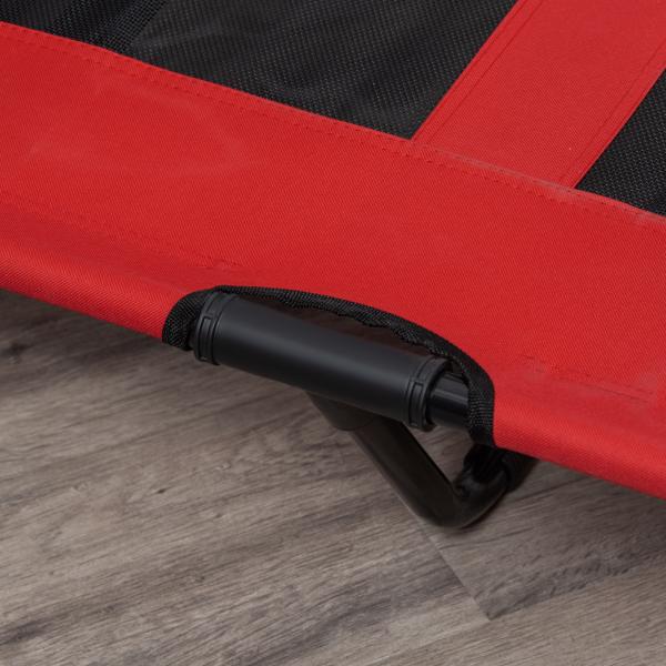 Cama para Animais de Estimação Cama Elevada para Cães Gatos com Tecido Transpirável para Dormir Relaxar Exterior Jardim Terraço 122x92x23cm Vermelho
