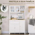 Armário de Arrumação Alto com 5 Portas Prateleiras Ajustáveis para Micro - Ondas 100x40x180 cm Branco e Madeira