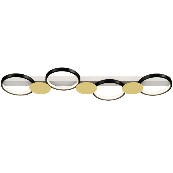 Candeeiro de Teto Regulável com 4 Focos Controlo Remoto Modos de Cena 1500 lm 38 W 3000 K - 6500 K 100x31x7 cm Preto e Dourado