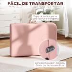 Marquesa de Massagem Dobrável Marquesa com Altura Ajustável Desenho Ergonómico 185x60x64 - 88 cm Rosa