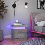 Mesa de Cabeceira com Luz LED Painel de Alto Brilho 2 Gavetas e Controlo Remoto para Dormitório 45x35x52 cm Cinzento
