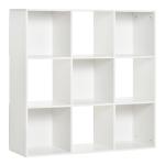 Estante para Livros de 3 Níveis Estante de Madeira com 9 Compartimentos Estante Modular 91,5x29,5x91,5 cm Branco