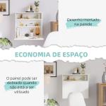 Secretária de Parede Pequena Dobrável com Prateleiras de Armazenamento Multifuncional Moderna para Estúdio Escritório Quarto Branco 64x20x60 cm