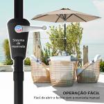 Chapéu de Sol de Jardim Ø230x216 cm com Teto Ajustável Abertura Manual Impermeável para Terraço Pátio Piscina Praia Caqui