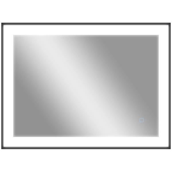 Espelho Casa de Banho com Luz LED 80x60 cm Iluminação Ajustável Função Anti - Embaciamento Função Memória Preto