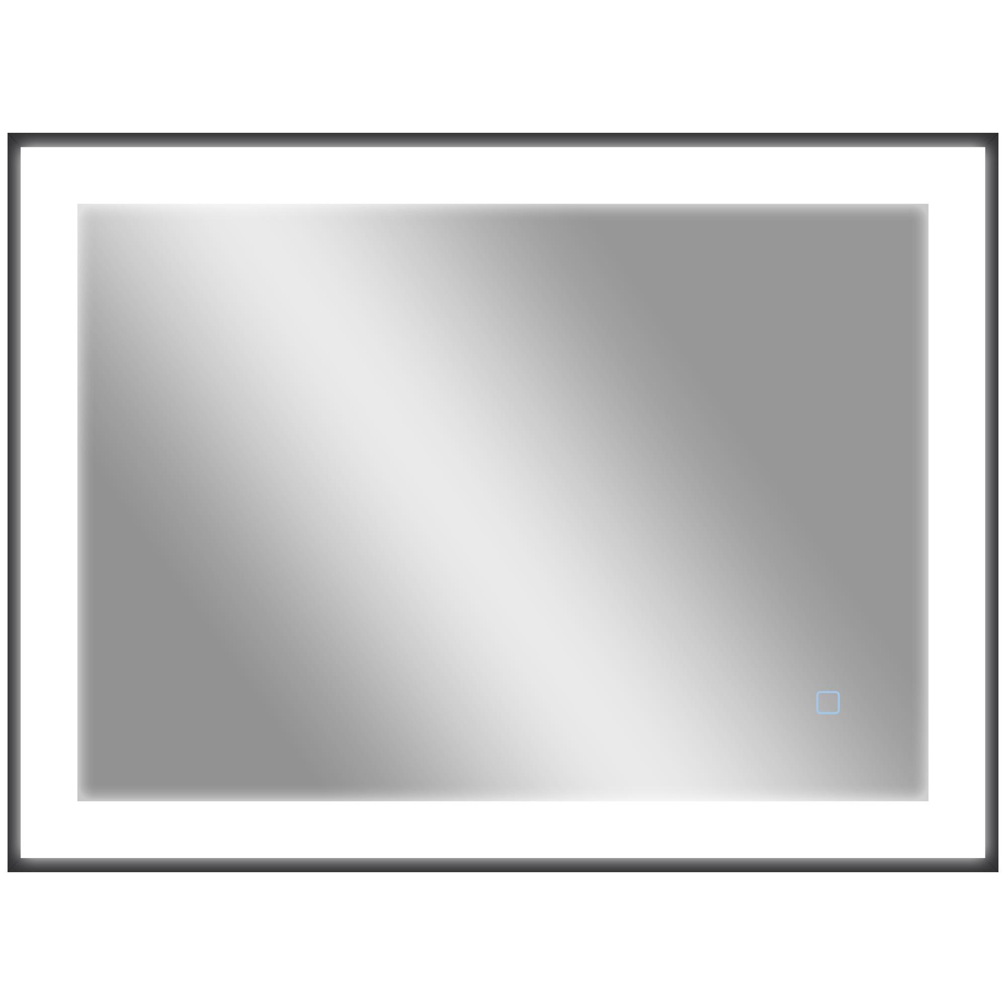 Espelho Casa de Banho com Luz LED 80x60 cm Iluminação Ajustável Função Anti - Embaciamento Função Memória Preto