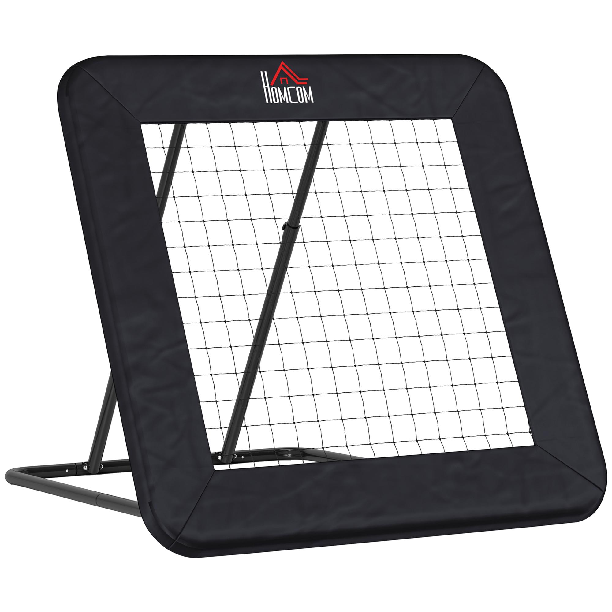 Rede de Rebote Dobrável com 4 Ângulos Ajustáveis para Treinamento de Futebol Beisebol 128x118x108 - 120cm Preto
