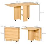 Mesa de Sala de Jantar Dobrável com Rodas Mesa Multifuncional para Sala de Jantar com 3 Formas 140x80x74cm Madeira