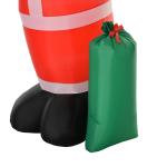 Pai Natal Insuflável com Saco de Presentes 3 Luzes LED IP44 e Inflador Elétrico Decoração de Natal para Interiores e Exteriores 148x85x240cm Vermelho e Verde