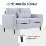Sofá de 2 lugares Poltrona de dois lugares para sala de estar com almofadas e assento acolchoado fronha lavável 140x78x83 cm cinza claro