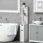 Coluna Casa de Banho com 2 Portas e 2 Prateleiras Armário Alto para Casa de Banho Estilo Moderno 15,2x29,8x118cm Branco
