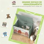 Baú de Brinquedos Organizador de Brinquedos para Crianças de 3 a 8 Anos com Estampado em Animaos 60x37x39 cm Verde