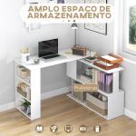 Secretária com Estantes Mesa de escritório 5 Prateleiras 120x110x74cm Branco
