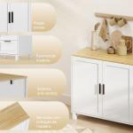 Aparador Moderno para Sala de Estar com 2 Portas e 3 Gavetas Prateleira Ajustável para Sala de Jantar Entrada 120x38x76 cm Branco
