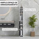 Coluna Casa de Banho com 3 Portas e 3 Prateleiras Abertas Coluna Auxiliar Estilo Moderno 15x17x120 cm Branco e Preto