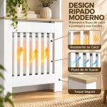 Cobre - radiador com Design Ripado, Estante de 3 Níveis, 78x19x165 cm, Branco e Carvalho
