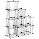 Estante Modular de 9 Cubos em Arame DIY, Organizador Multiusos para Sala, Preta