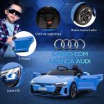 Carro Elétrico AUDI RS E - Tron GT 12V com 2 Motores Controlo Remoto Faróis LED Buzina Música USB 3 - 5km/h 103x58x41cm Azul