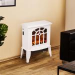 Lareira Elétrica Portátil 1000/2000W com Simulação de Chama Termostato e Proteção de Superaquecimento 36,5x24x46 cm Branco