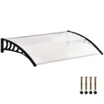 Marquise de Proteção para Portas e Janelas Contra Sol e Chuva Telhado de Proteção com Desenho Moderno 150x90x25 cm Transparente e Preto