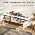 Móvel de TV Moderno com 2 Prateleiras Abertas Ajustáveis para Televisão 65 Polegadas 140x38x45,9 cm Branco