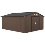 Abrigo de Jardim Exterior para Armazenamento de Ferramentas com 4 Janelas 12,4 m² 340x386x200 cm Castanho