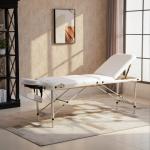 Marquesa de Massagem Dobrável e Portátil com Altura Ajustável e Apoio para a Cabeça 215x81x61 - 84 cm Branco