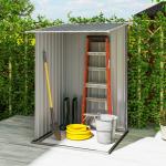Abrigo de Jardim 0,92 m² 100x103x160 cm de Aço Galvanizado com Porta Fechadura e Teto Inclinado Cinza