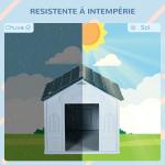 Casa para Cães 65x75,7x63 cm Casa para Cães com Janelas e Teto com Telhas de Imitação para Cães Médios Azul e Branco