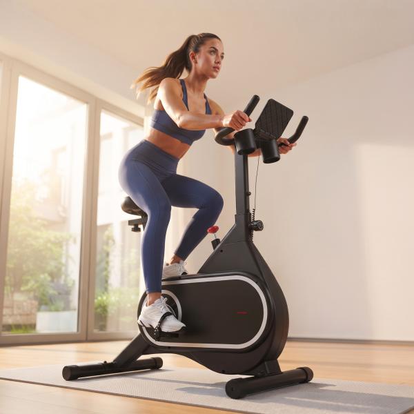 Bicicleta Estática com Ecrã LCD Assento e Guiador Ajustáveis Volante 4 kg e Porta Garrafa 93x48,5x102 - 112 cm Preto