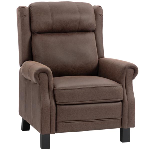 Poltrona Reclinável Manual Poltrona de Couro Sintético com Acolchoamento Espesso até 135º p84x85x104 cm Marrom