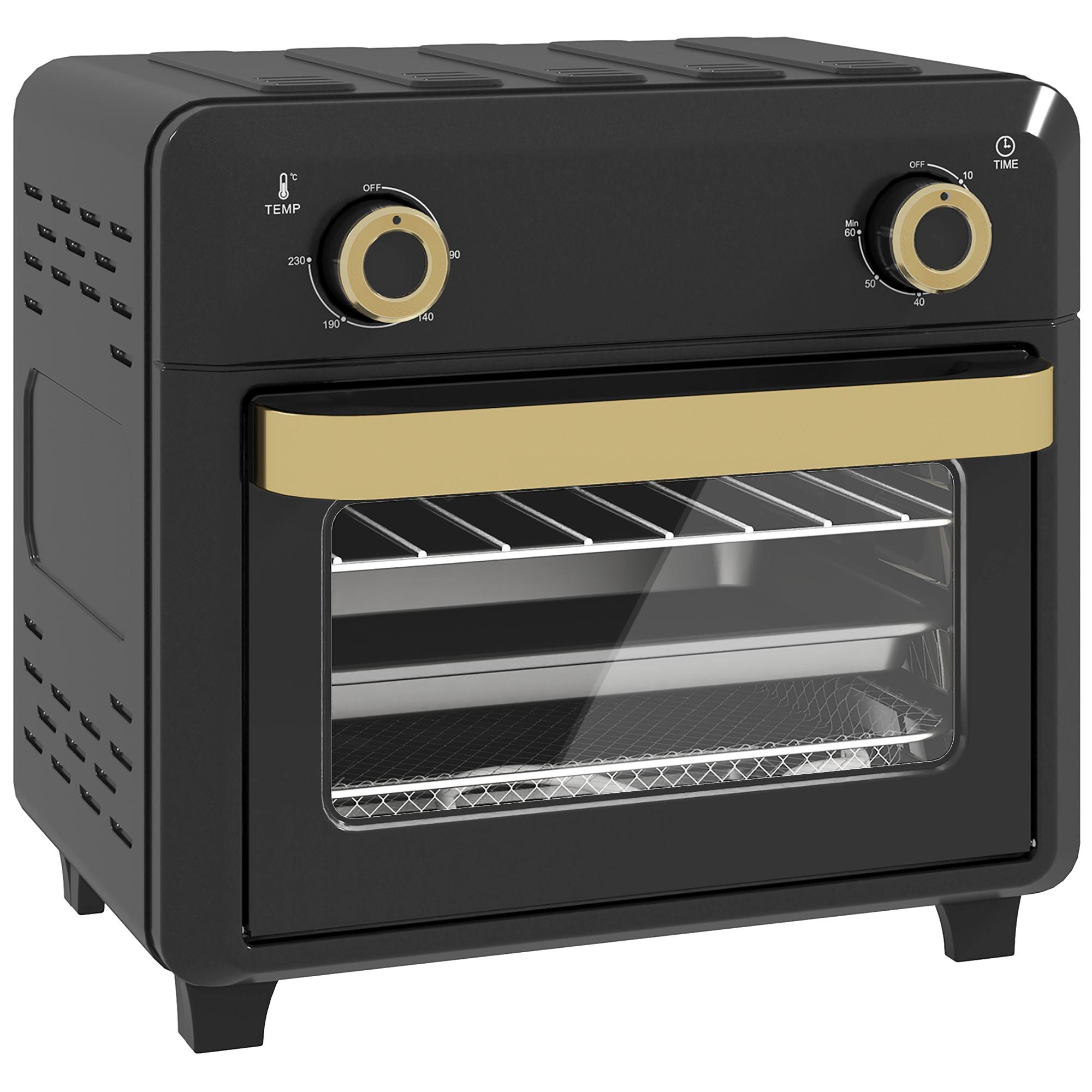 Forno com Air Fryer 10 L com 2 Botões, Convecção 360°, até 230 °C, Temporizador 60 Min, Tabuleiro e Cesto