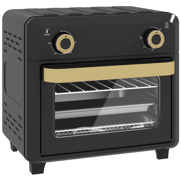 Forno com Air Fryer 10 L com 2 Botões, Convecção 360°, até 230 °C, Temporizador 60 Min, Tabuleiro e Cesto
