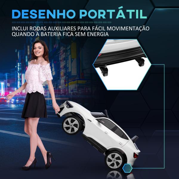 Carro Elétrico Audi E - Tron 12V para Crianças acima de 3 Anos com Controle Remoto Faróis Buzina Música MP3 TF USB e Abertura da Porta 3 - 8km/h 108x60x47cm Branco