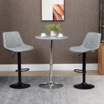 Conjunto de Bancos de Bar Estofados em PU Bancos Altos de Sala de Jantar com Altura Ajustável 46,5x51x86 - 106 cm Cinzento