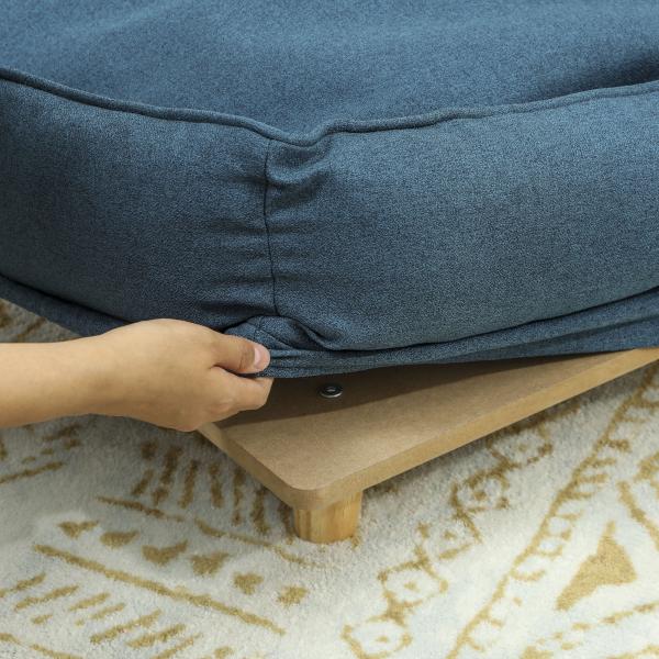 Sofá para Cães Grandes Cama Elevada para Cães com Pés de Madeira e Almofada Lavável 96x66x24 cm Azul Escuro