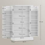 Armário de Cozinha Armário Despensa Cozinha com 2 Portas 16 Prateleiras Aparador Moderno 60x30x104 cm Branco