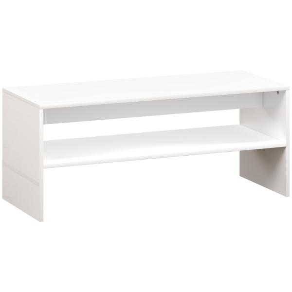 Mesa de Centro Mesa Auxiliar com Compartimento Aberto Mesa de Café para Sala de Estar 100x40x41,5 cm Branco Brilhante
