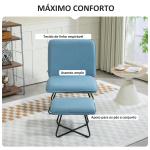 Poltrona Sala de Estar com Apoio para os Pés Poltrona Relax com Pés de Aço em Forma de Cruz Azul Claro