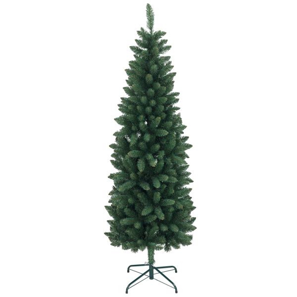 Árvore de Natal Tipo Lápis 180 cm com Base Dobrável e 479 Ramos para Escritório Verde