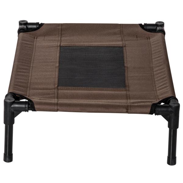 Cama para Animais de Estimação Cama Elevada para Cães Gatos Portátil Tecido Transpirável para Exterior Interior 64x46x18cm Marrom