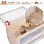 Gaiola de madeira para hamsters e outros pequenos roedores Casa para animais de 2 níveis 60x35x42cm