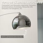Candeeiro de Pé em Forma de Arco com Altura e Comprimento Ajustáveis com Interruptor de Pé 110 - 115x30x170 - 180 cm Prata e Preto