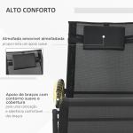 Espreguiçadeira Baloiço de Jardim com Apoio para os Braços Almofada para a Cabeça Removível 155x61x88 cm Preto