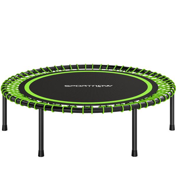 Trampolim de Fitness Adultos Ø114 cm com Estrutura de Aço Reforçada para Treino de Pernas Corpo Verde e Preto
