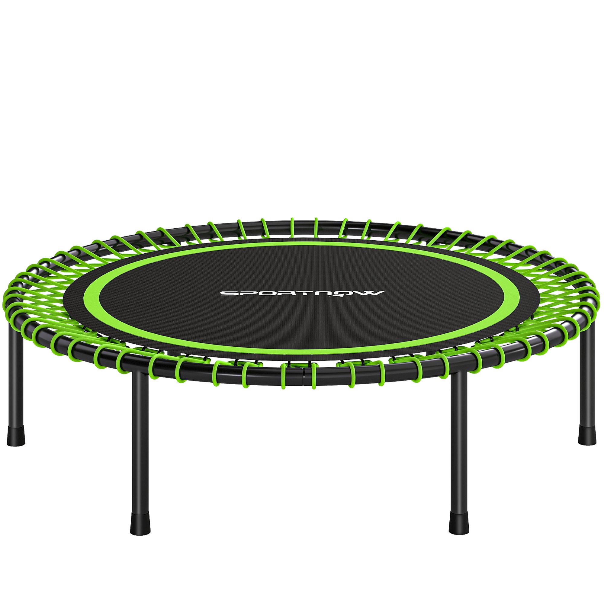 Trampolim de Fitness Adultos Ø114 cm com Estrutura de Aço Reforçada para Treino de Pernas Corpo Verde e Preto