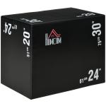 Caixa Pliometria com Fecho de Correr Caixa de Salto com 3 Diferentes Alturas Carga Máxima 120 kg 75x51x61 cm Preto